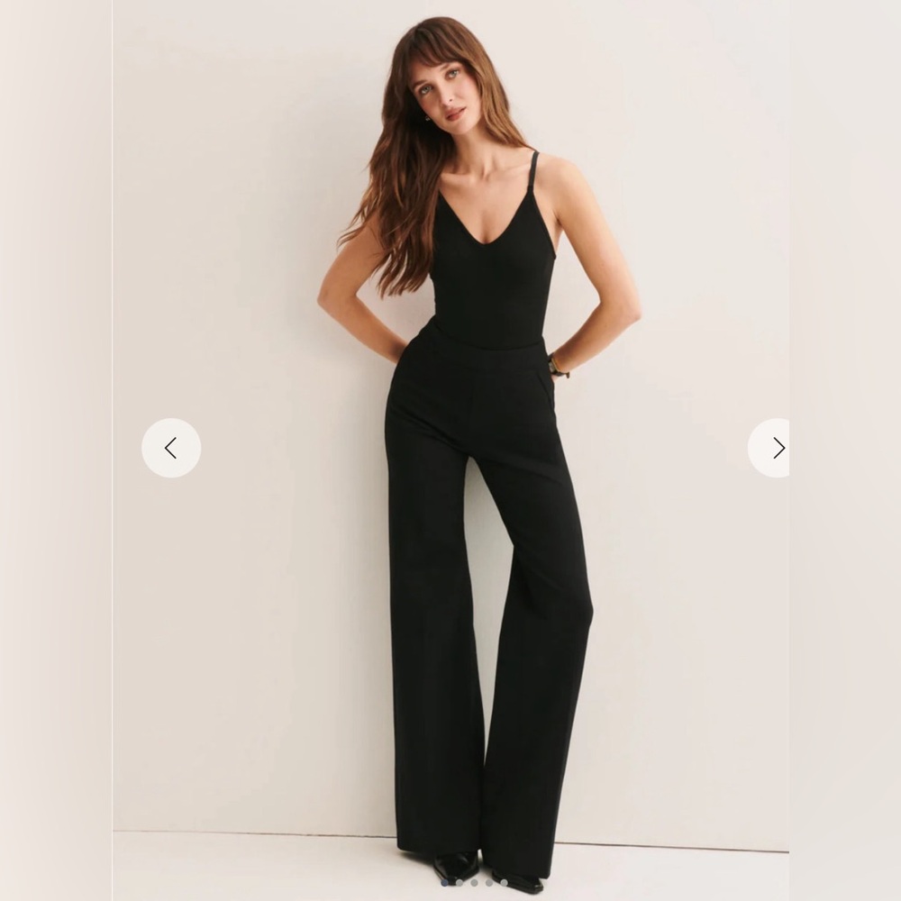 Black stretch jersey pants